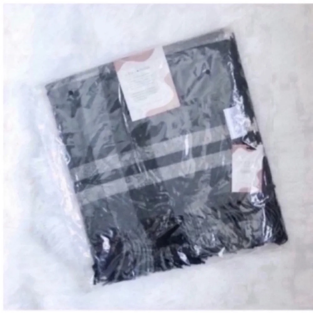 Ethical Gray Plaid Poncho Wrap Fringe